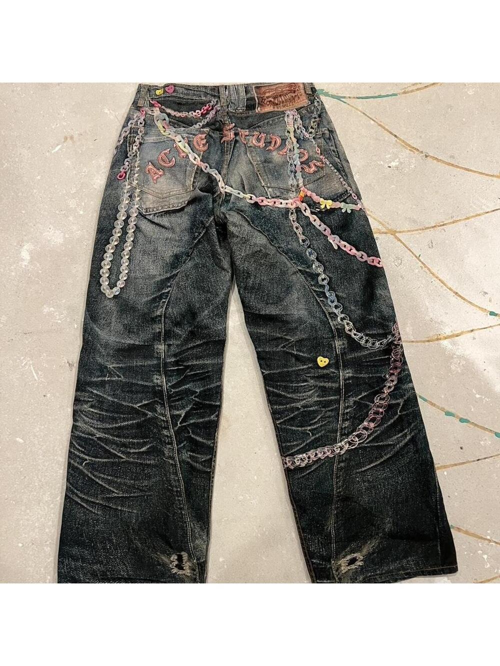 Acne Studios Men's Navy and Blue Jeans